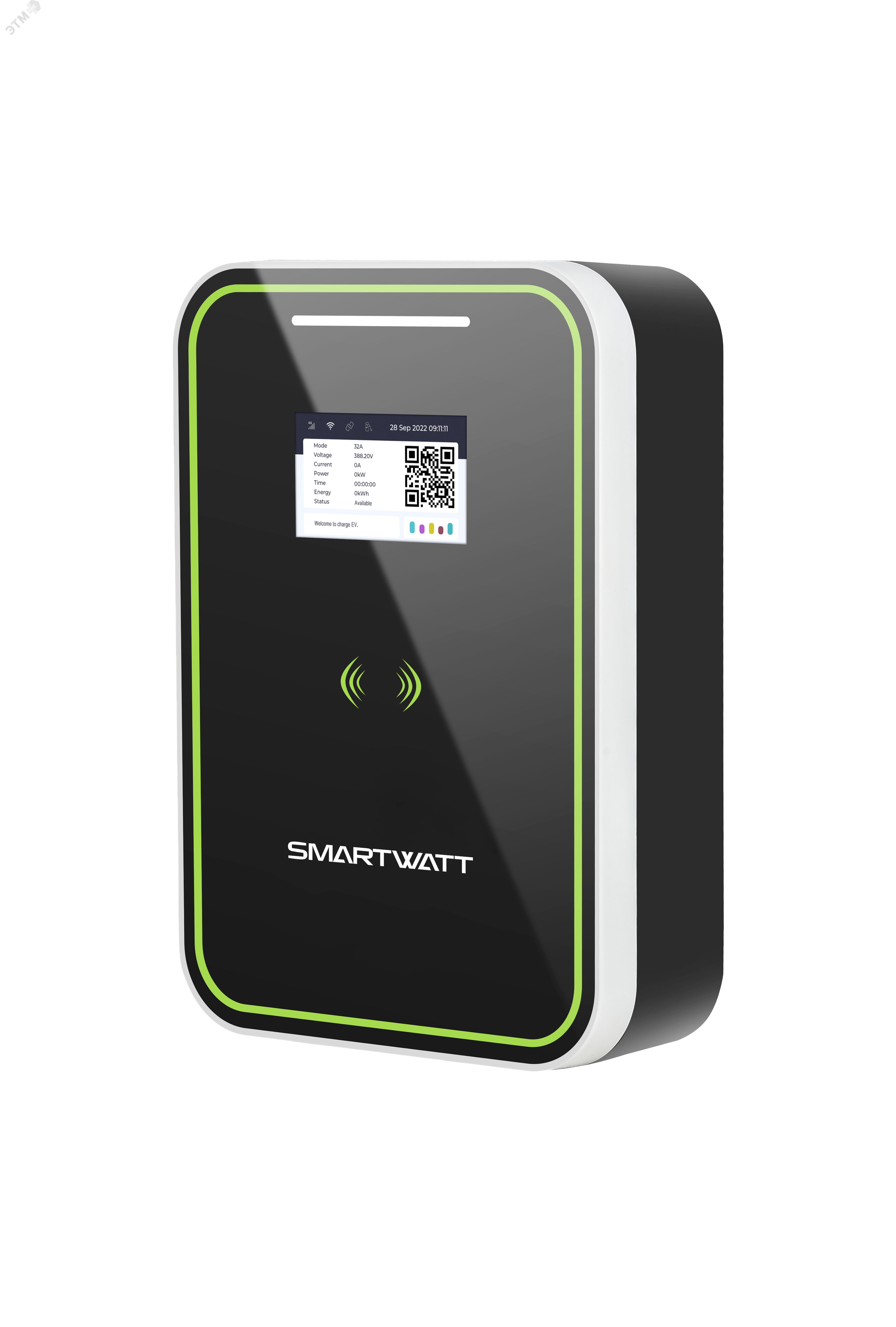 Зарядная станция для электромобиля SMARTWATT EVC, 22 кВт, бытовая, переменный ток, 3 фазы 380 В 32 А, кабель 5 метров TPU Type2, IP54 EVC AC 22K 3P RP Type2 SMARTWATT