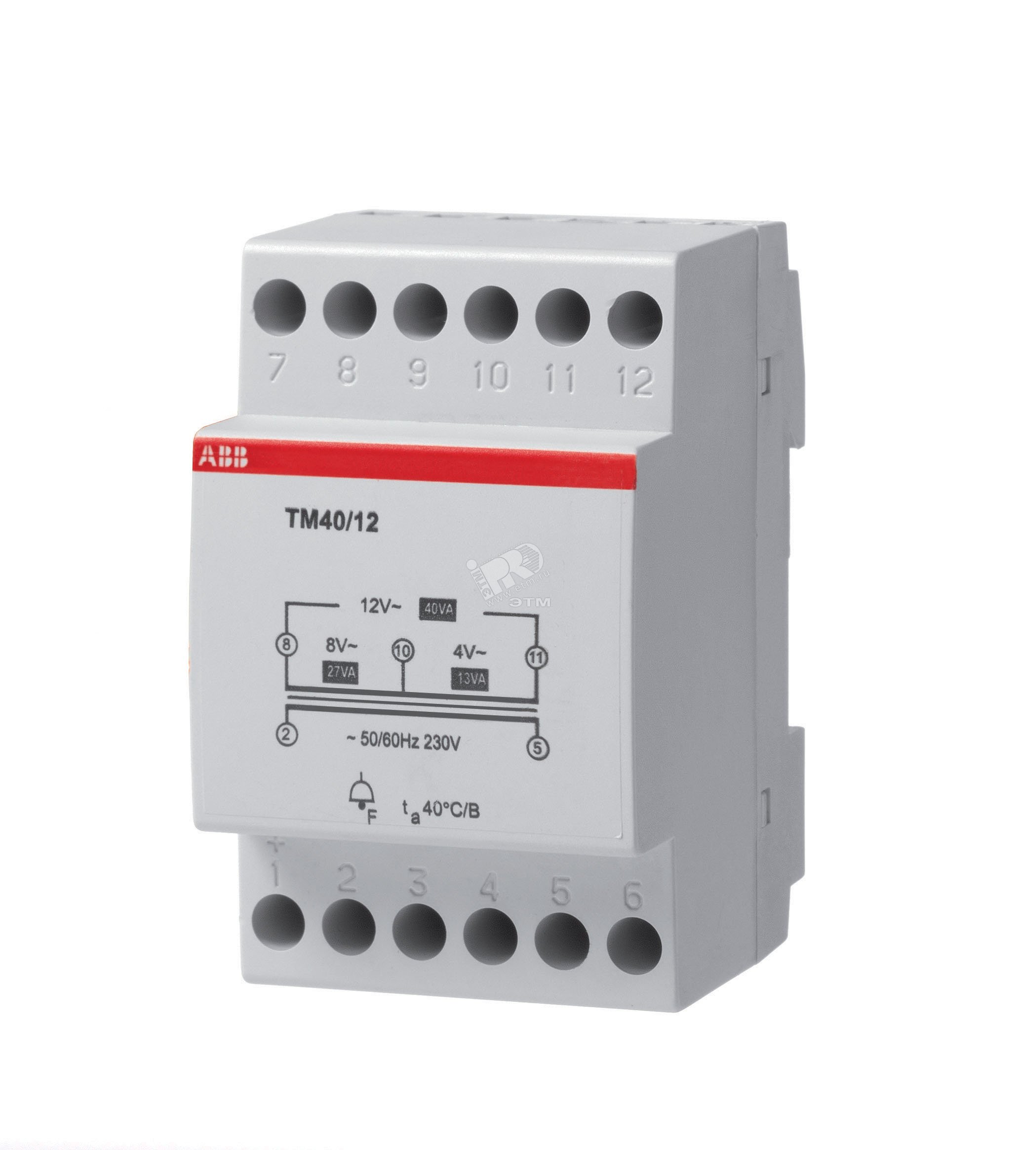 Трансформатор модульный звонковый 220/24(12+12) 40VA TM 40/24 ABB