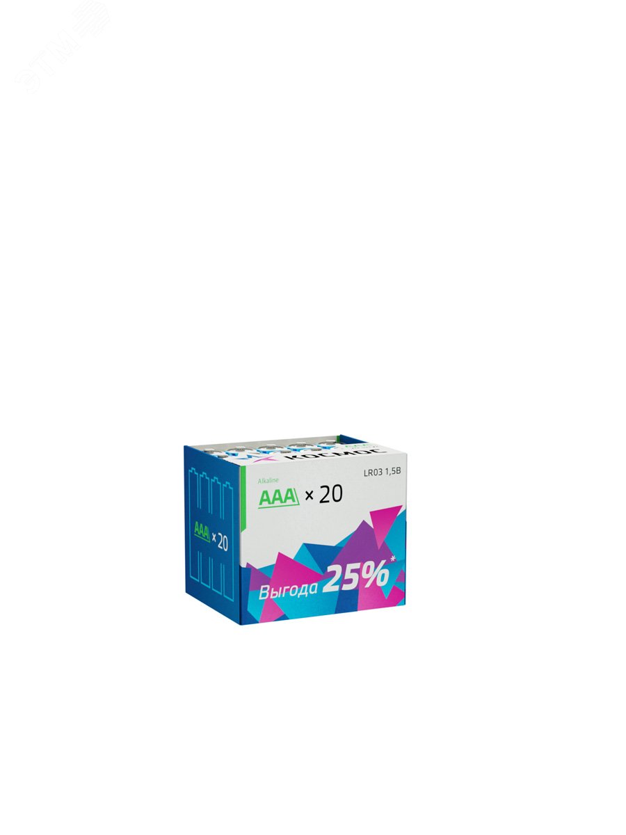 Батарейка алкалиновая мизинчиковая ААА LR03 упаковка 20 шт KOCLR0320BOX Космос