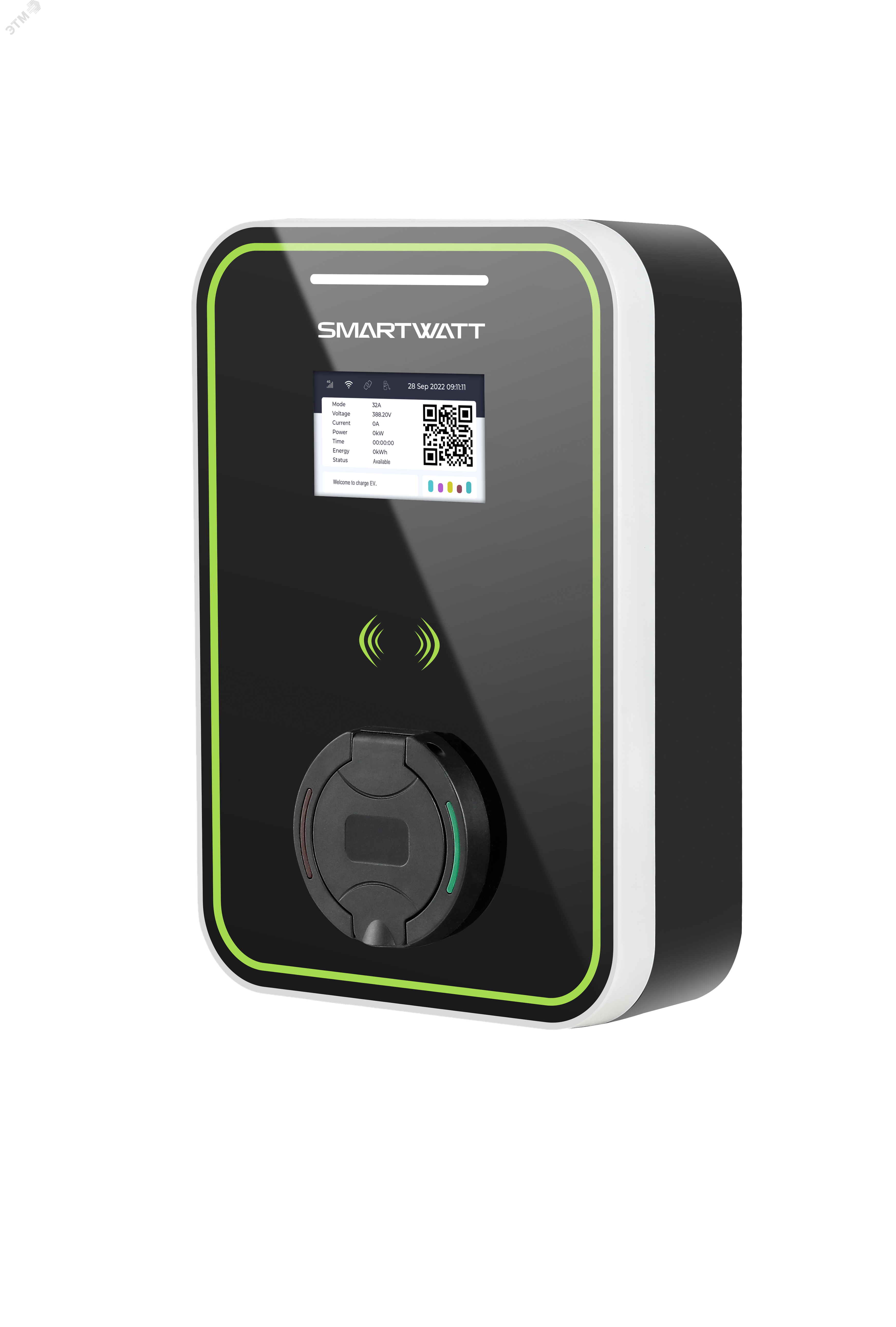 Зарядная станция для электромобиля SMARTWATT EVC, 22 кВт, коммерческая OCPP 1.6J, переменный ток, 3 фазы 380 В 32 А, розетка Type2, IP54 EVC AC 22K 3P CO Type2 SMARTWATT